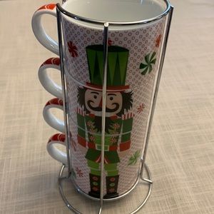 Set of 4 Christmas Nutcracker stacking mugs
